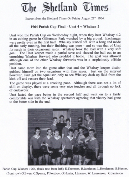 1964 Parish Cup - Newspaper Cutout