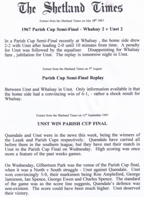 1967 Parish Cup Final Newspaper Article
